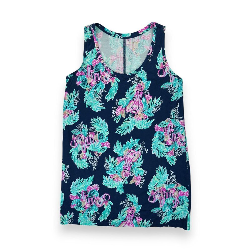 NWOT Lilly Pulitzer Raylee Sleeveless Inky Navy Peanut Gallery Printed Dress XL